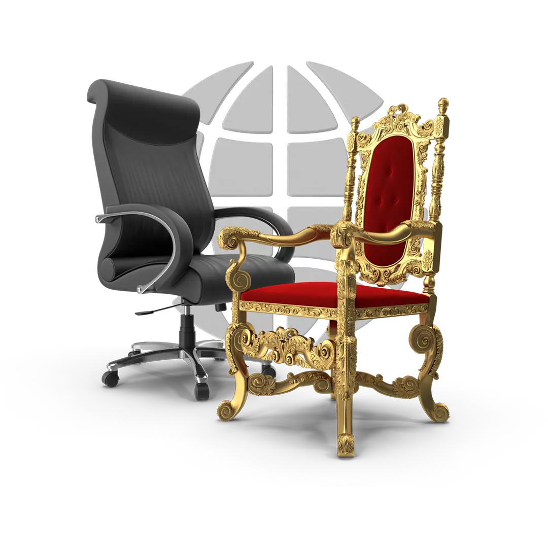 A manager's chair and a politician's chair as the Digital Public Affairs guide header image