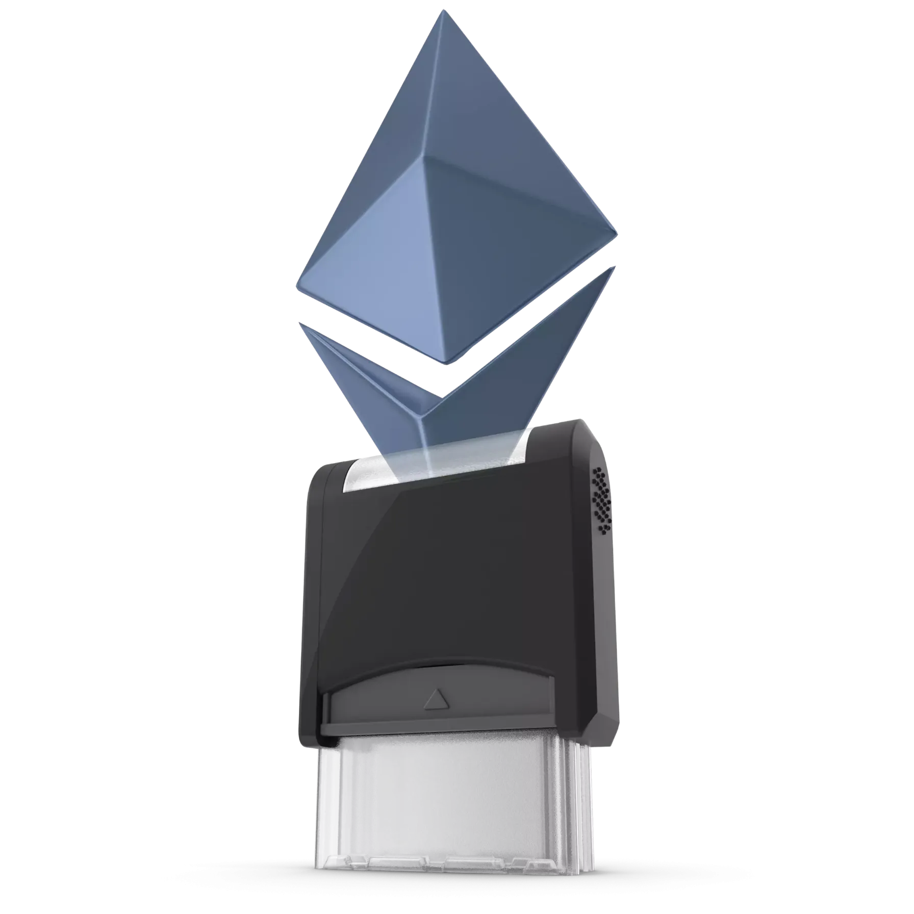 A stamp and the Ethereum symbol as the Smart Contract header image