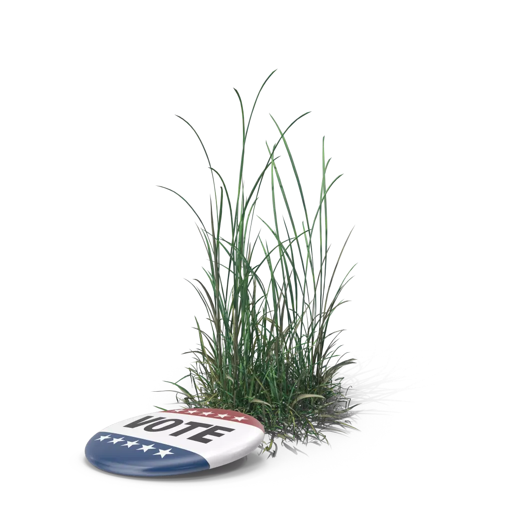 A political pin next to a clump of grass as Grassroots Campaign Pillars tool header image