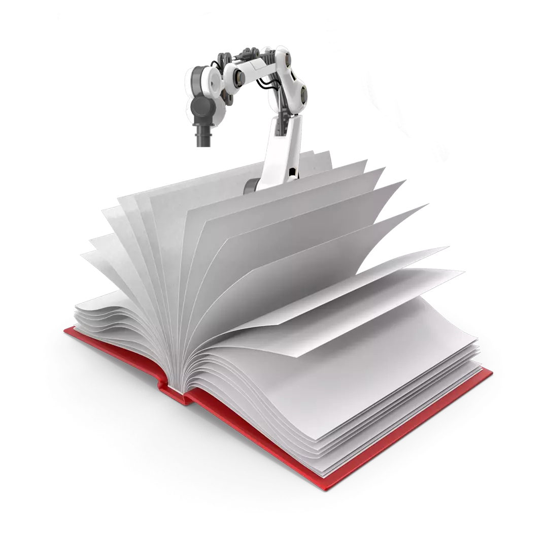A mechanical arm popping out of the pages of a book as the DeAgostini case study header image